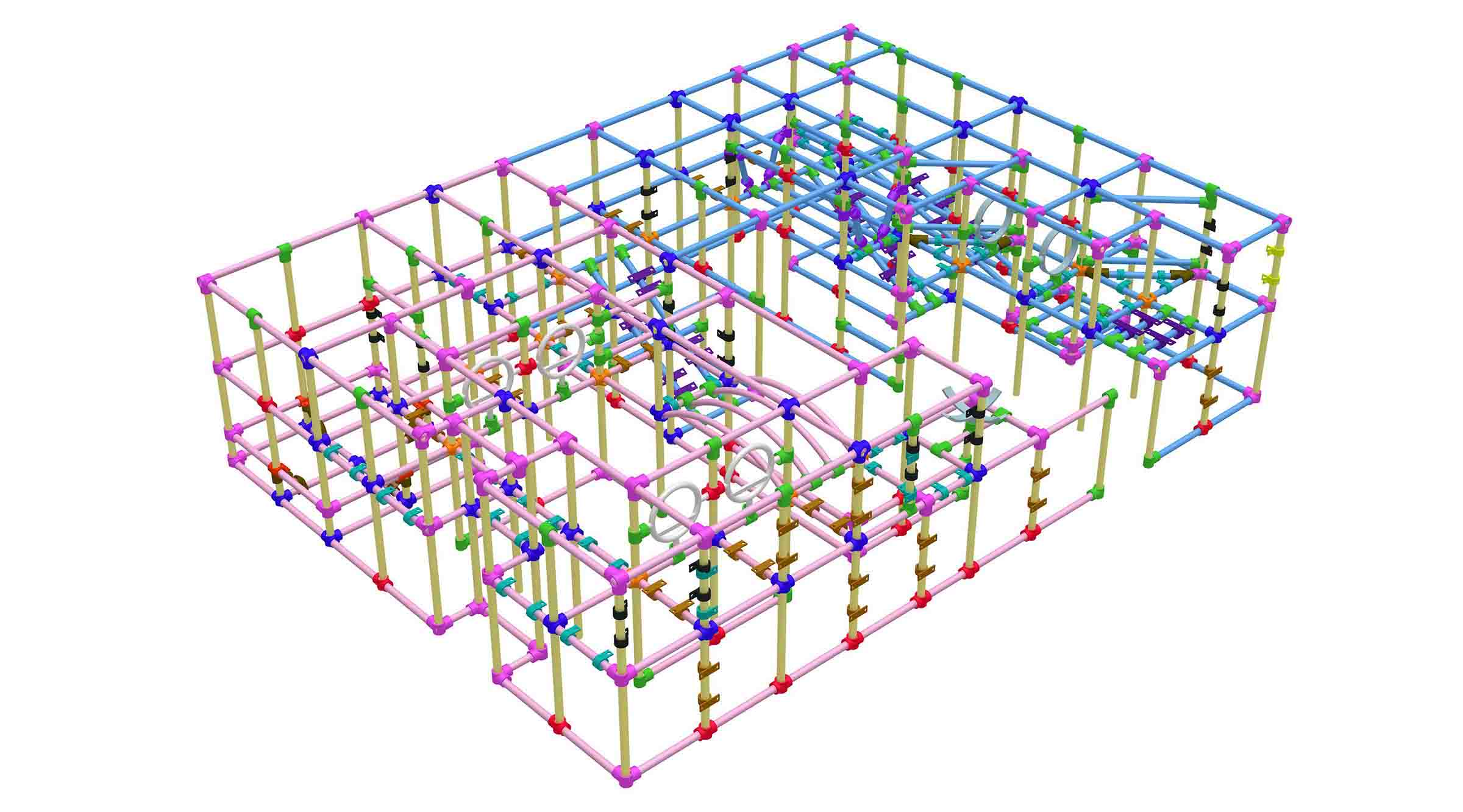 Cómo instalar equipos de juegos infantiles en interiores, mapas de tuberías de hierro.