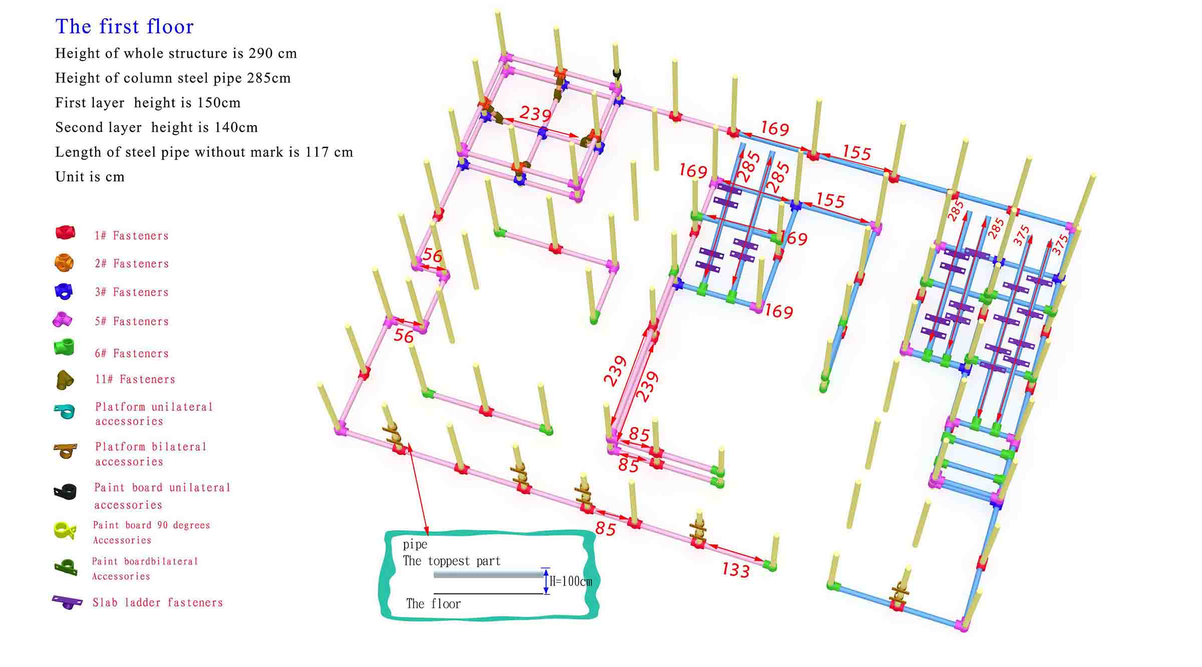 indoor playground iron pipes maps