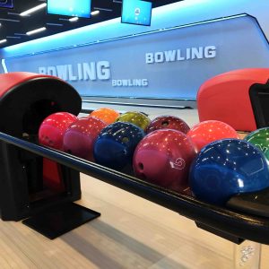 bowling ball and ball rack